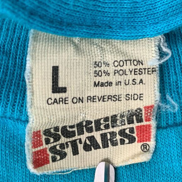 Vintage Chicago Slippery Sam T Shirt Mens Medium Made In USA 80s Tee Blue - Picture 5 of 6